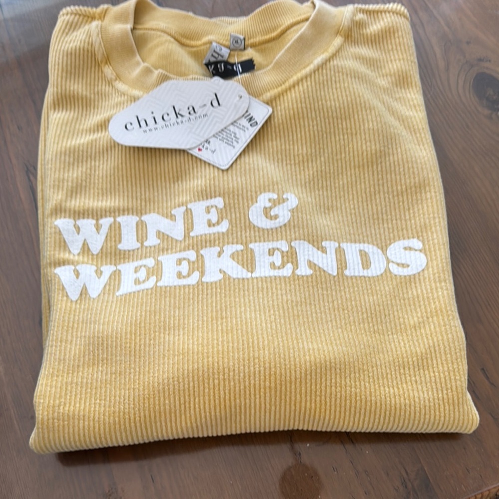 Yellow 'Wine & Weekends' Sweatshirt